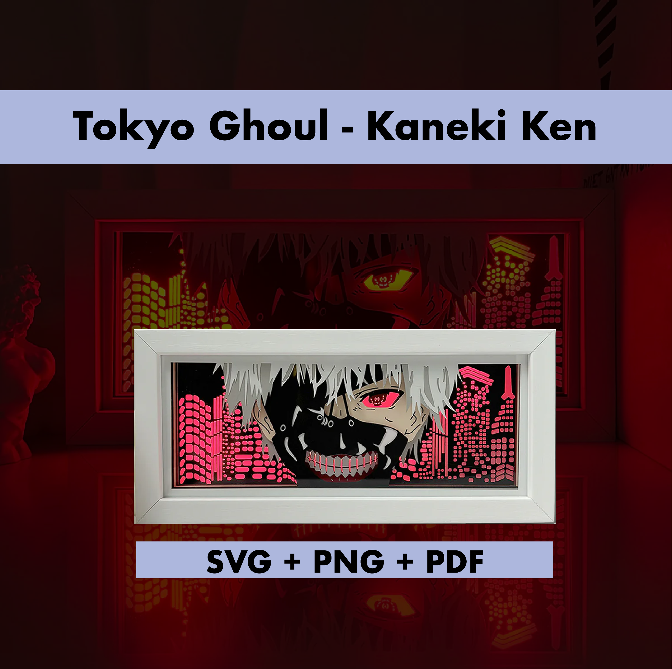 Tokyo Ghoul - Kaneki Ken Template - 3D Anime Lightbox Template