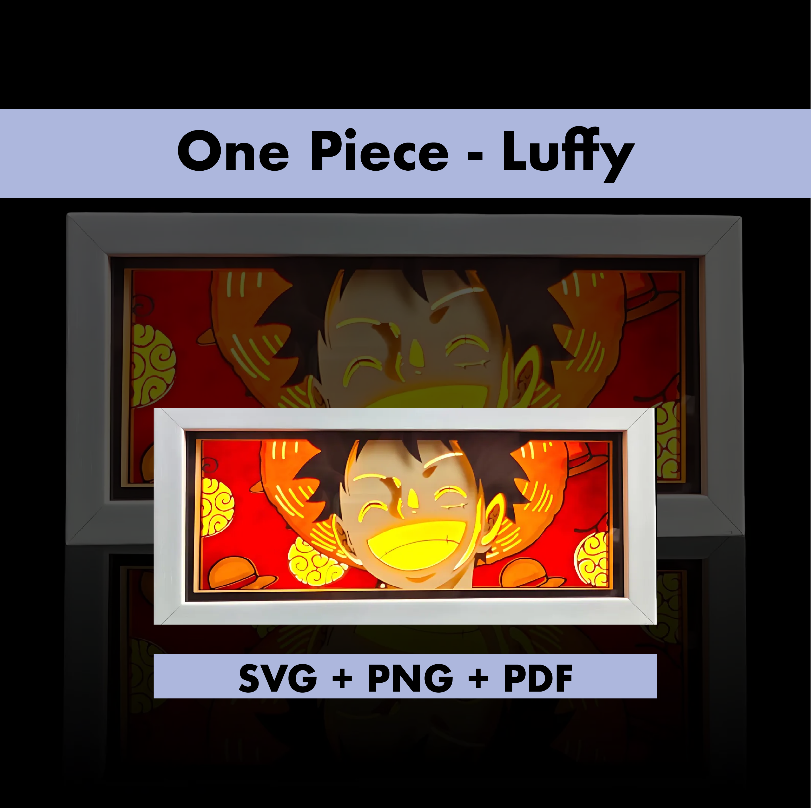 One Piece - Luffy 3 Template - 3D Anime Lightbox Template