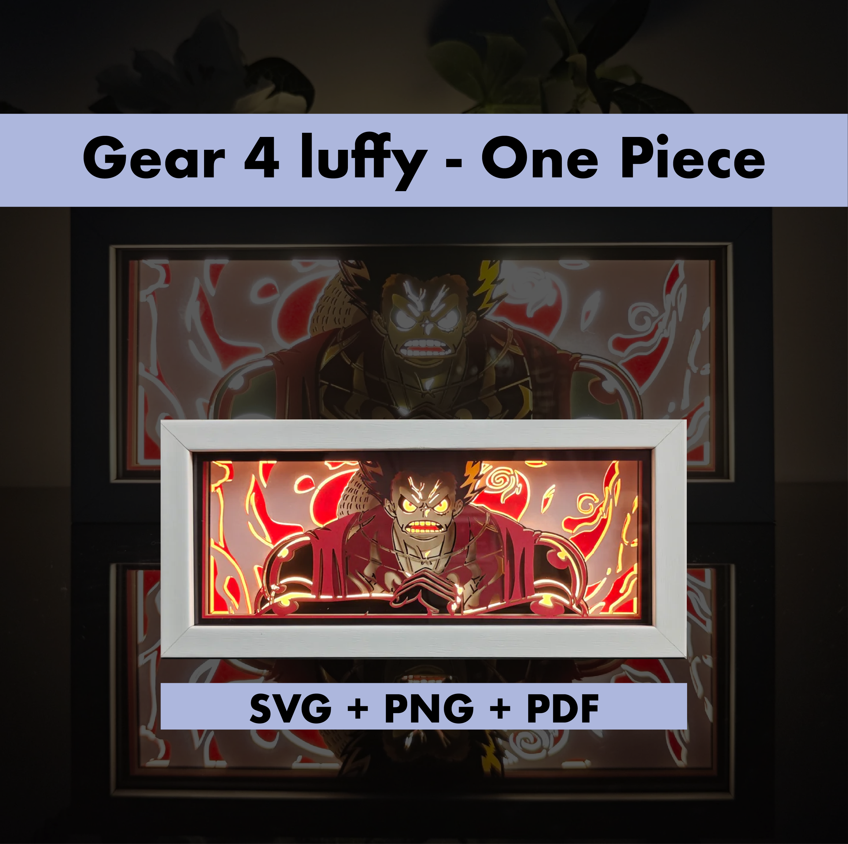 One Piece - Luffy 4 Template - 3D Anime Lightbox Template